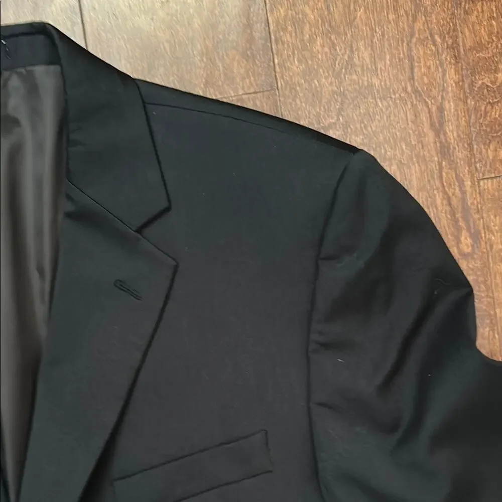 Pronto Uomo Black 100% Wool Blazer, Classic Style, Size 44 Short/38 Waist